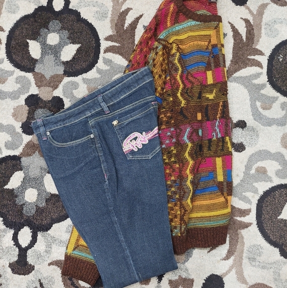 Pinkdice Dark Wash Denim Bootcut Jeans 90s Streetwear Bedazzled Pockets Sz 11 - Picture 8 of 9